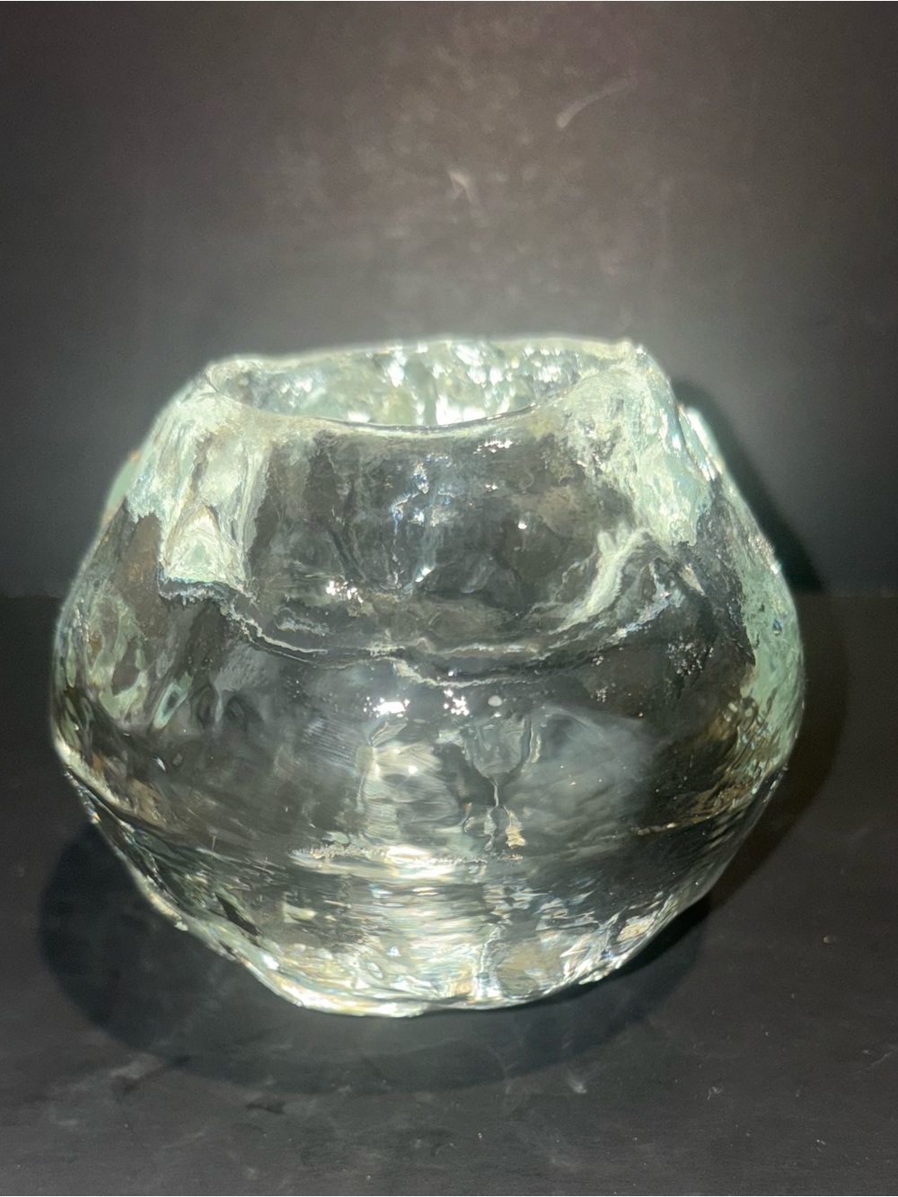 Clear Rounded Glass Votive Candle Holder- Heavy